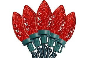 C9 Christmas Lights Outdoor: 50 LED Red String Lights for Parties