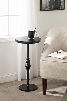 Kate and Laurel Stratton Rustic Pedestal Table; 13 x 13 x 26; Black; Decorative Pedestal Table for Decorating Smaller Living Areas and Hosting