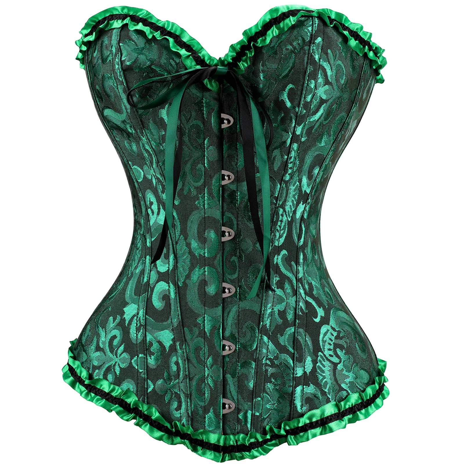 Demays Corset Tops for Women Bustier Shapewear Lingerie Lace Tied Tight Corset Corset Tops for Women Women's Top Bodysuit, Dark Green, XXL