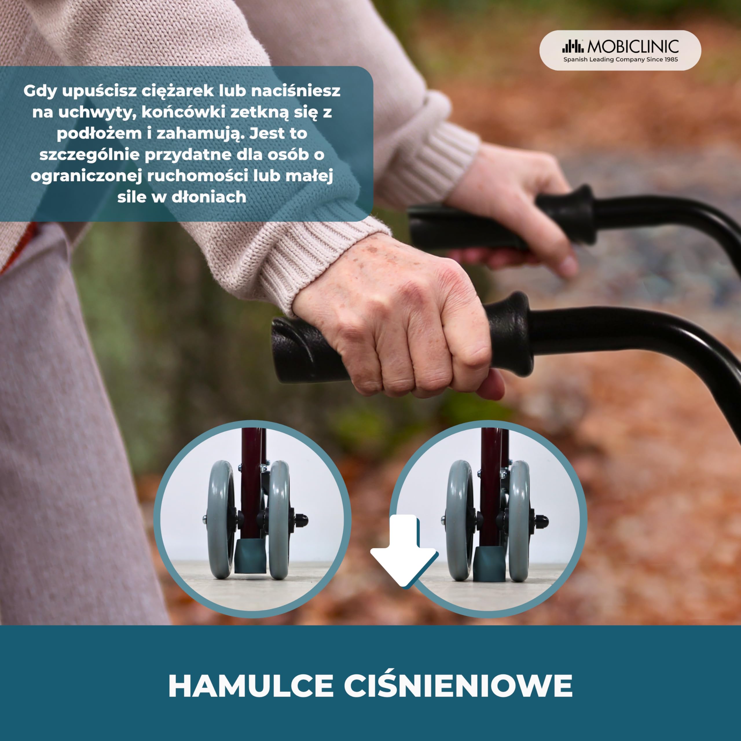 Mobiclinic, Model prado, Chodzik dla niepełnosprawnych, Osób starszych, Rollator, Aluminiowy, Lekki, Składany, Hamulce ciśnieniowe, Z siedziskiem, Koszem i 4 kółkami, Kolor bordeaux