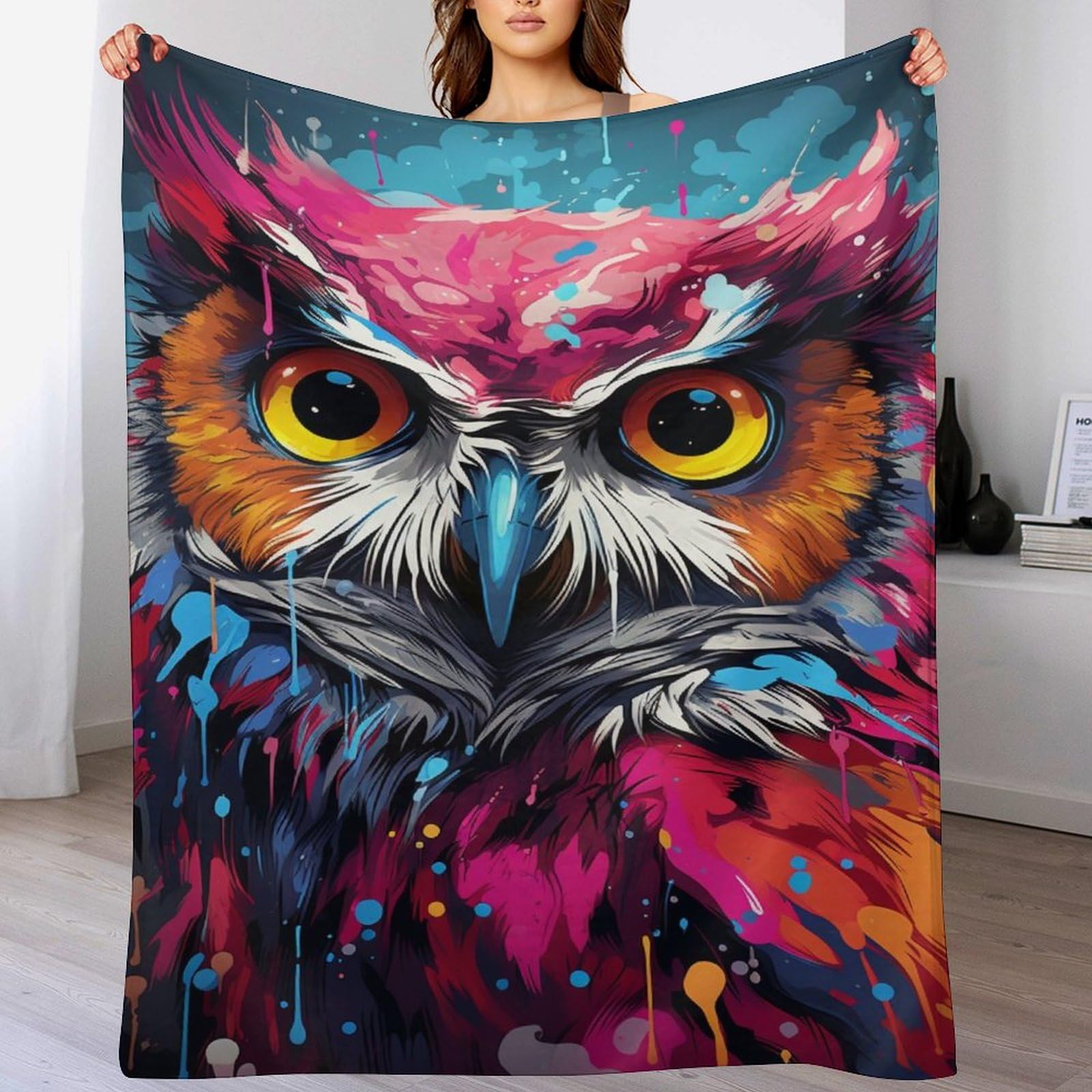 Manta de búho acogedora para regalar, el detalle perfecto de franela para la familia