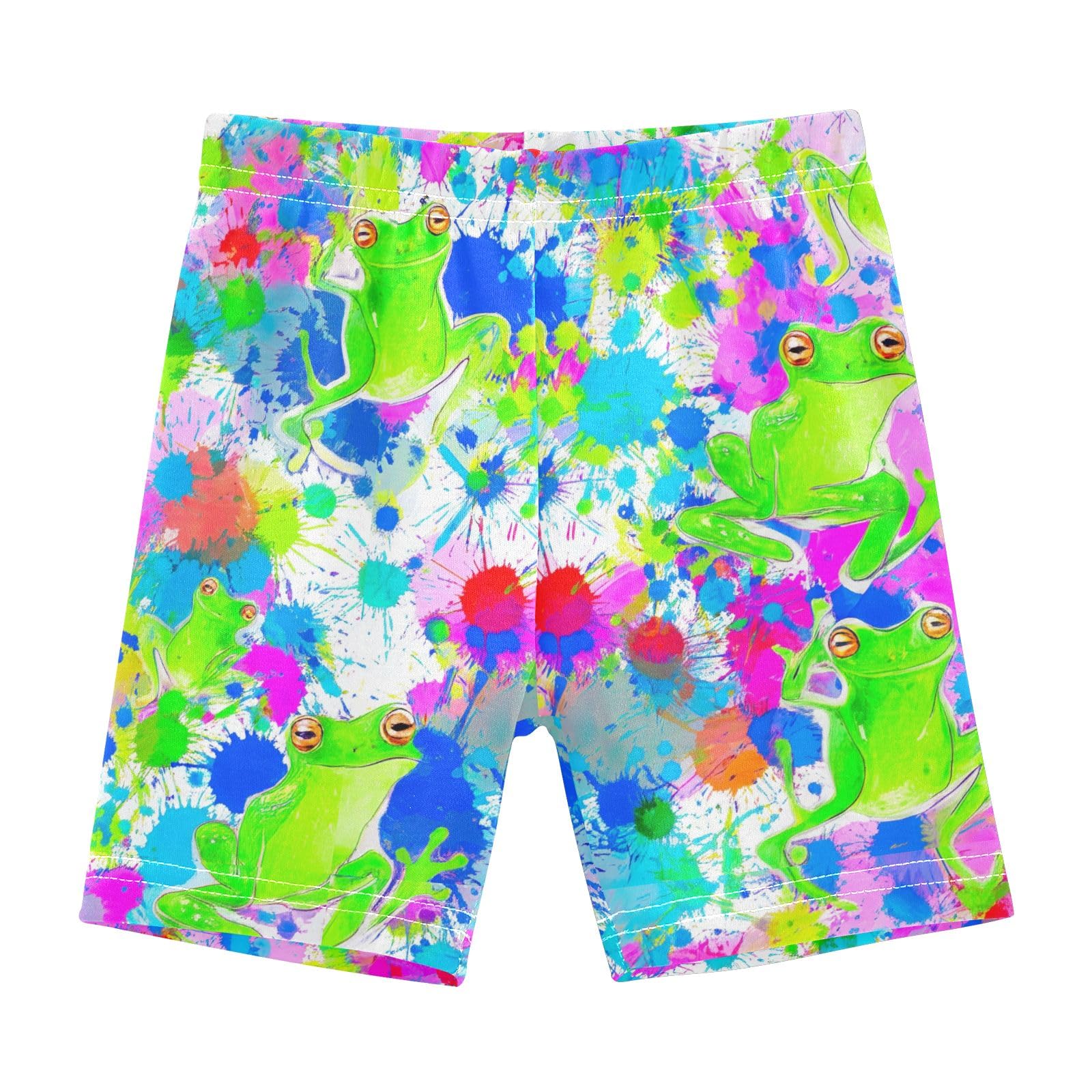 CHIFIGNO Green Frogs Colorful Tie Dye Cartwheel Shorts for Girls Bike Shorts Breathable Under Dress Biker Short Size 6