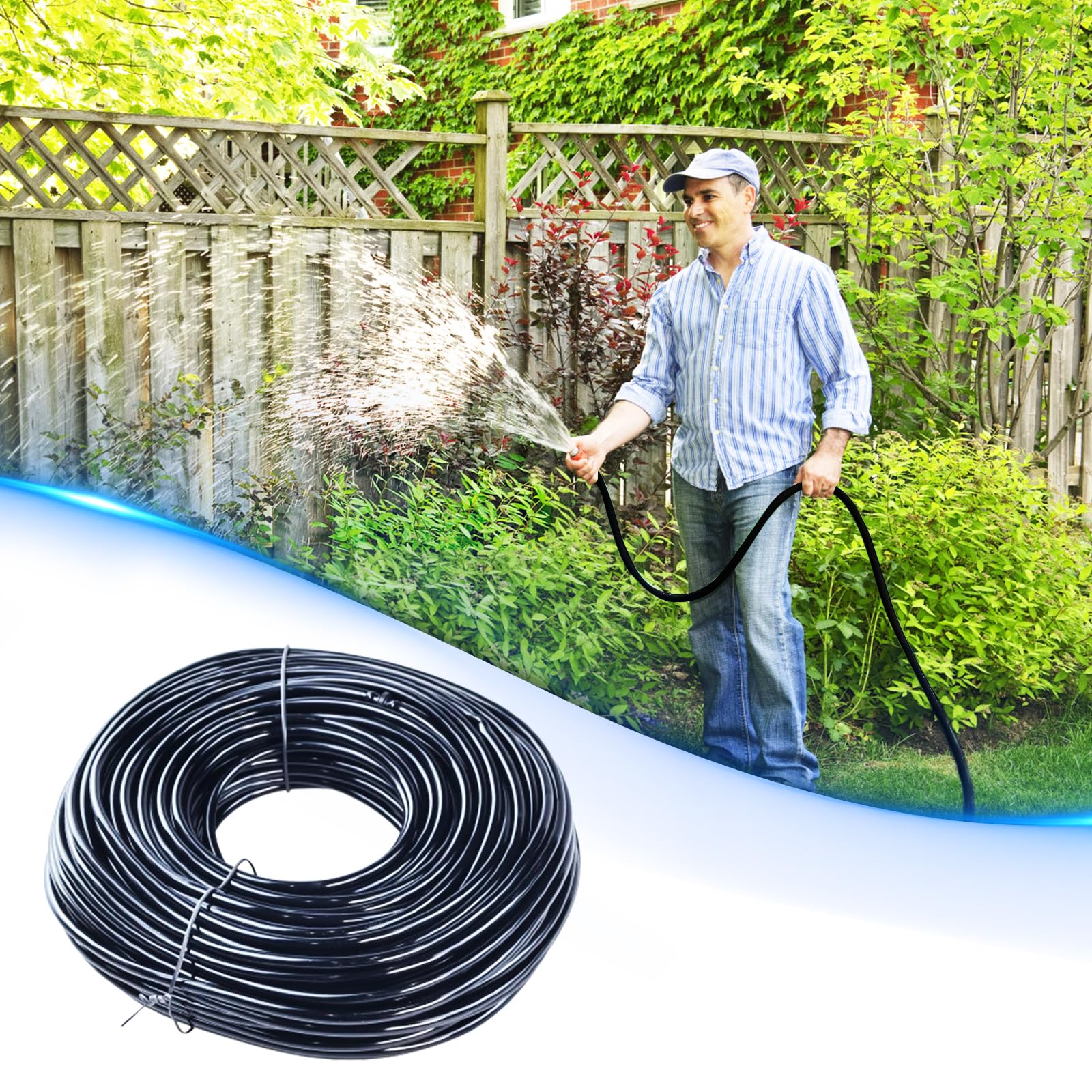 50M Bewässerungsschlauch, Garten Bewässerungsschlauch Micro Drip System Verbindungsrohr Landwirtschaft Rasen, Schlauch Garten Tropfbewässerung Wasser System Schlauch für Bewässerungssystem Garten