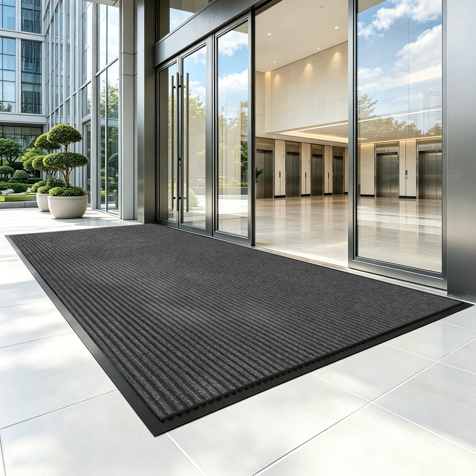 4'x6' Commercial Floor Mat for Entryway,Large Front Doormat for Home Entrance&Business High-Traffic Areas,Heavy Duty Non-Slip Rug,Rubber Backing,Low Profile,Black — Amazon image 15