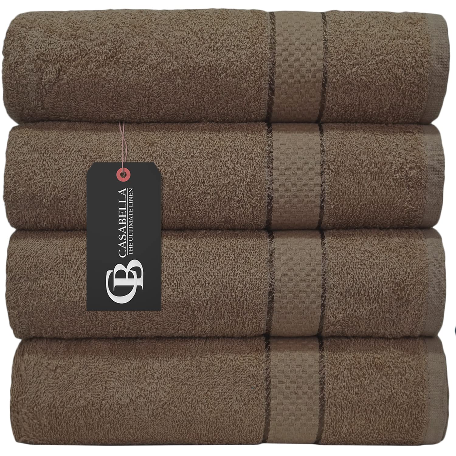 Casabella Luxury Pack Of 4 Bath Sheet 100% Egyptian Cotton Super Soft towel_Truffle — image 1