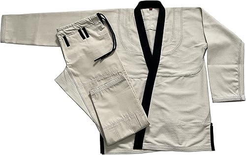 Miniatura 6 de Bjj Gi Jiu Jitsu Kimonos sin blanquear Gi Collar negro 100% algodón Perl tejido 450GSM