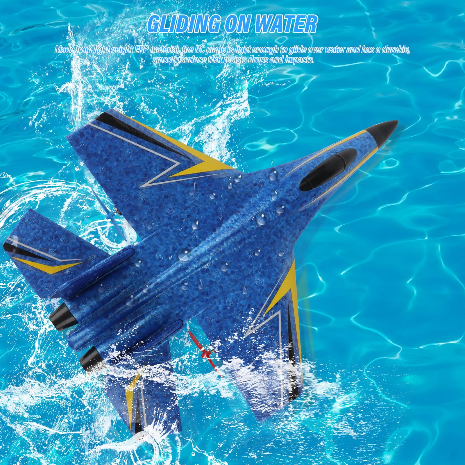 LUFEIS Avión de Control Remoto, Avión RC, Avións Teledirigido, Avións F-22 RC, 2,4 GHz 3 Canales, Avione Teledirigido para Adultos y Niños con Mando a Distancia (Azul)