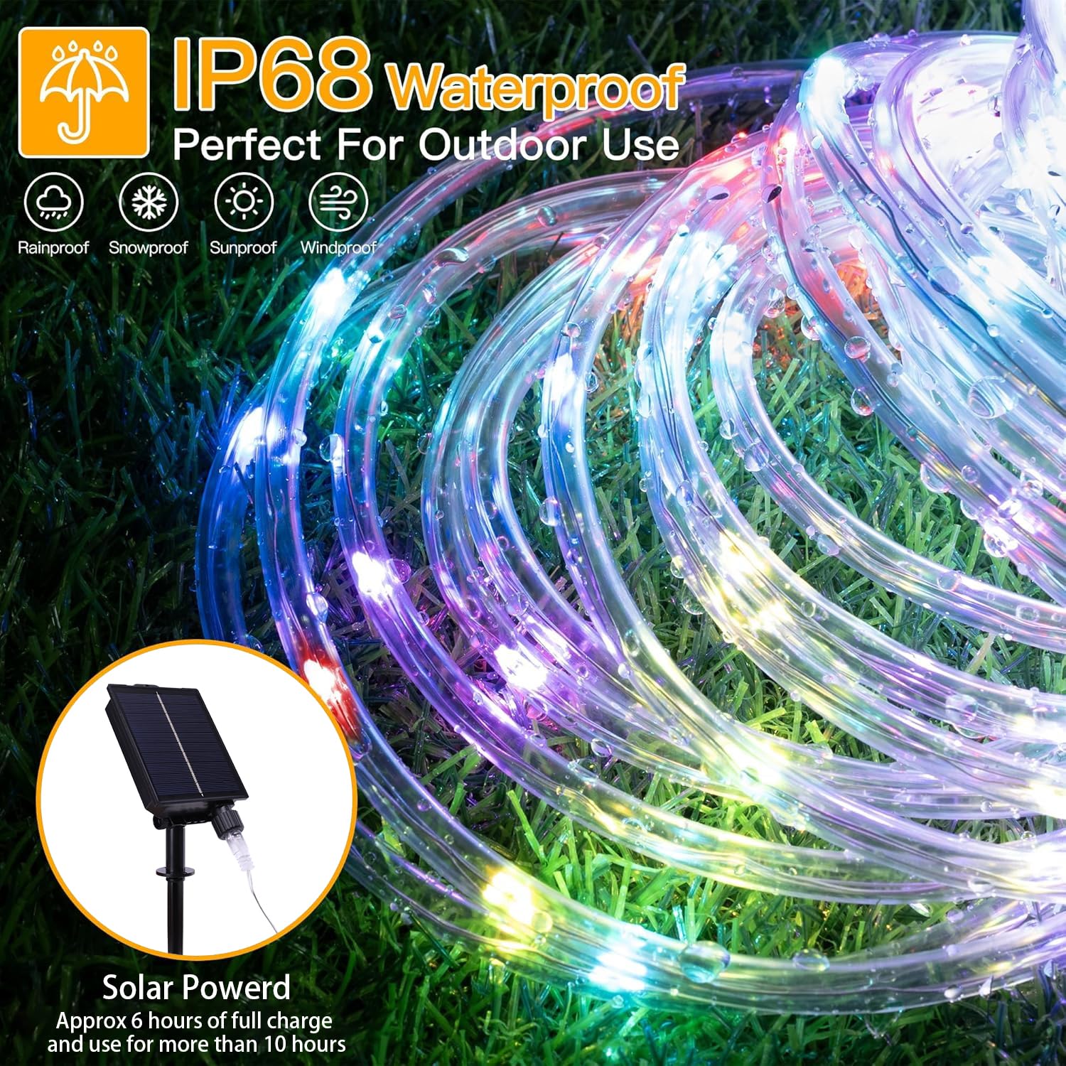 Afirst Guirlande lumineuse solaire d'extérieur étanche à distance, minuterie et plusieurs modes d'éclairage, 200 LED, pour Noël, jardin, terrasse