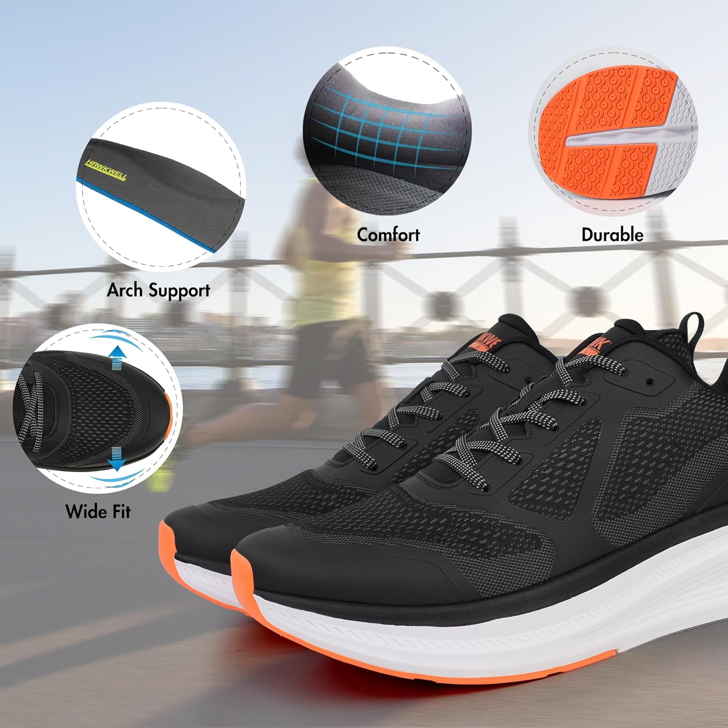 Hawkwell Plus Men's Plus Size Wide Toe Box Trendy Casual Athletic Sports Running Shoes Walking Sneakers US Sizes 15 16 17 18 19 - Image 5