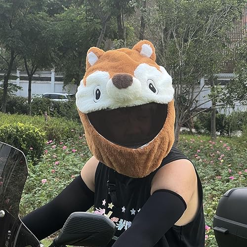 Miniatura 3 de Uchoose Divertida funda de casco de motocicleta de felpa para cascos de motocicleta de cara completa, bonita funda protectora a prueba de polvo para