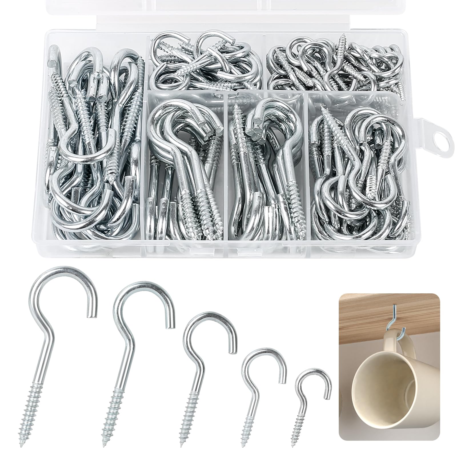 Wiwaplex Paquete De 10 Ganchos De Techo, Ganchos De Tornillo De Metal De 2 Pulgadas, Colgador