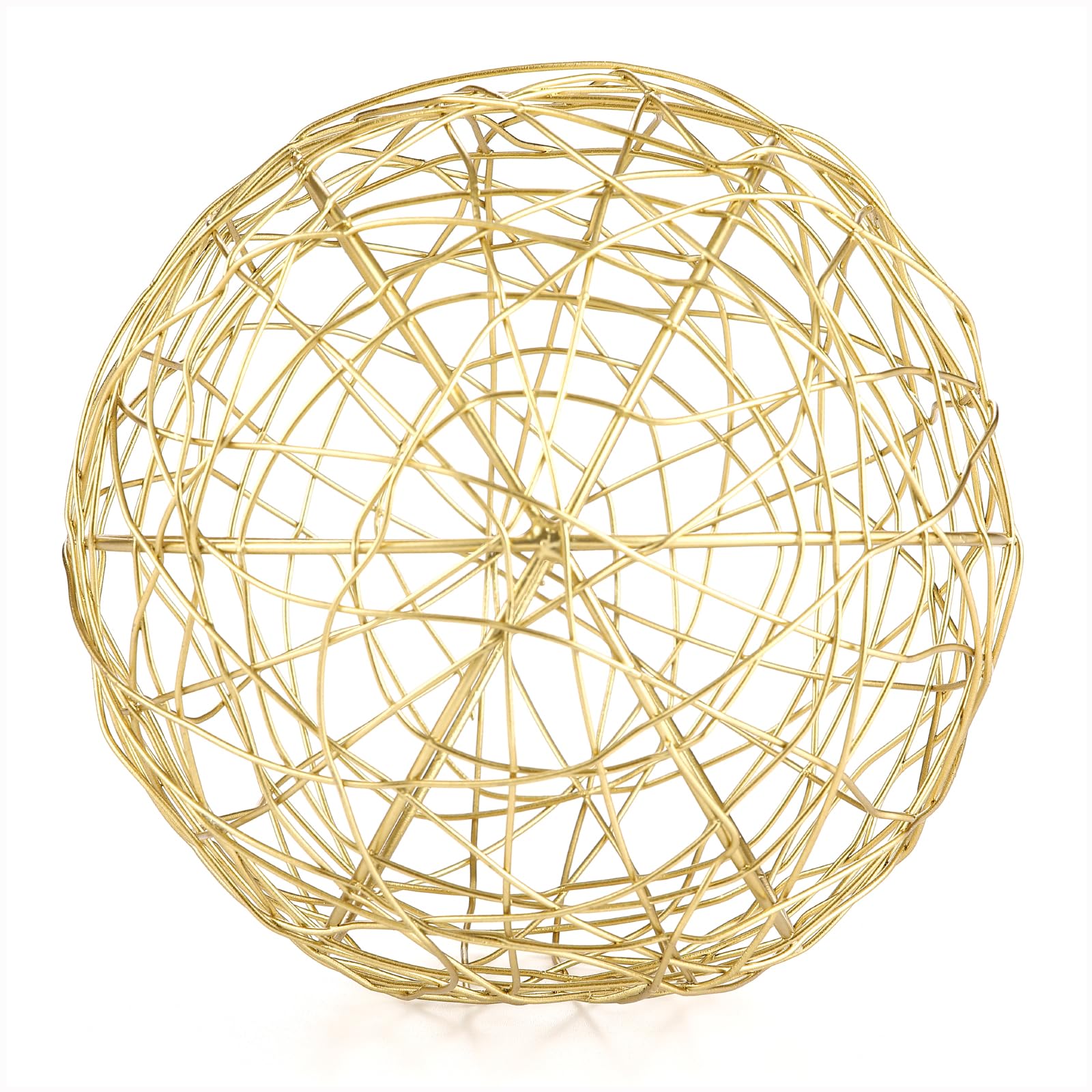 MOCOME7-inch Gold Wire Metal Decorative Sphere, Geometric Round Intricately Sculpture for Home Table Shelf Decor