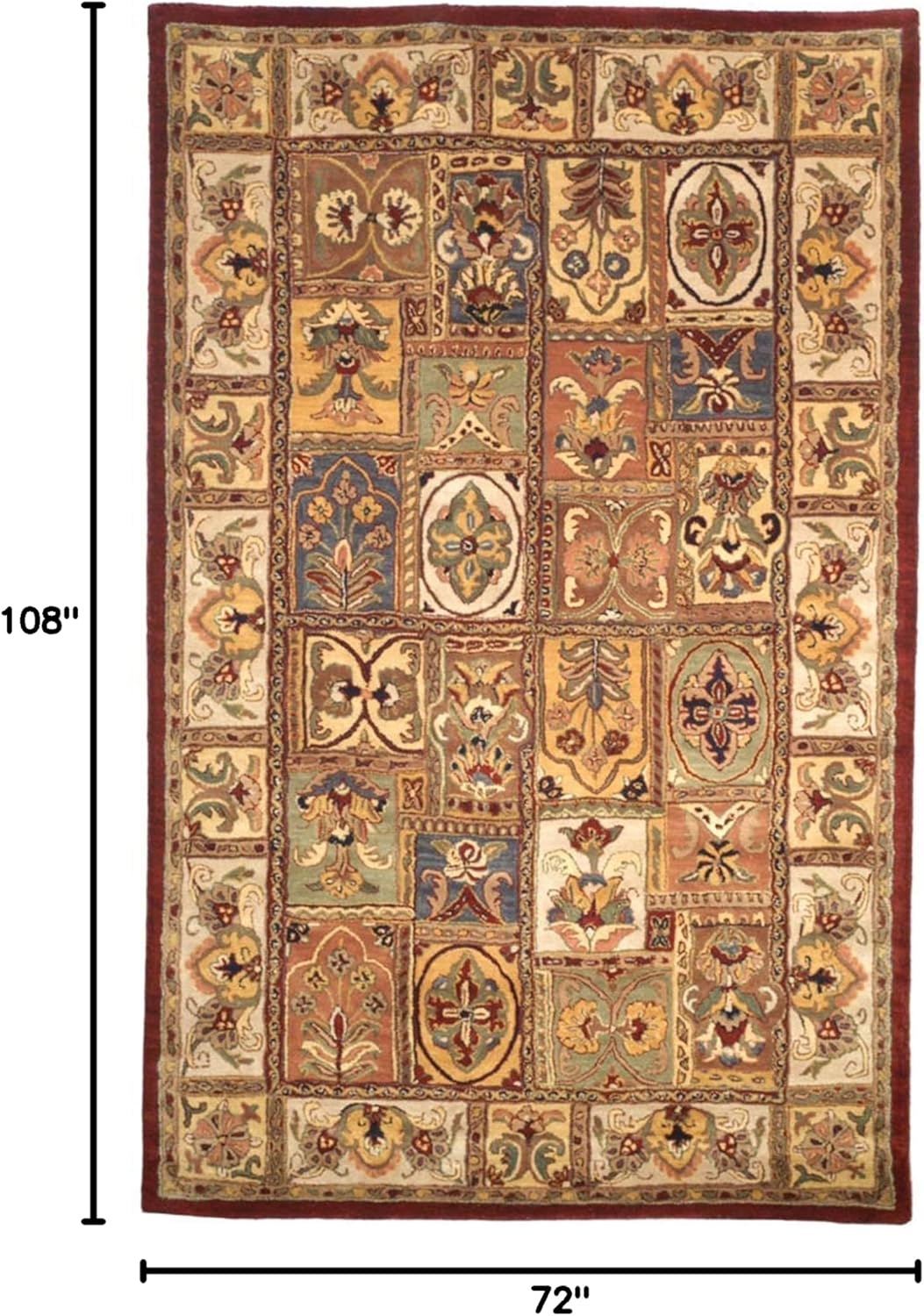 SAFAVIEH Classic Collection Area Rug - 6' x 9', Assorted, Handmade Traditional Oriental Wool, Ideal for High Traffic Areas in Living Room, Bedroom (CL386A)