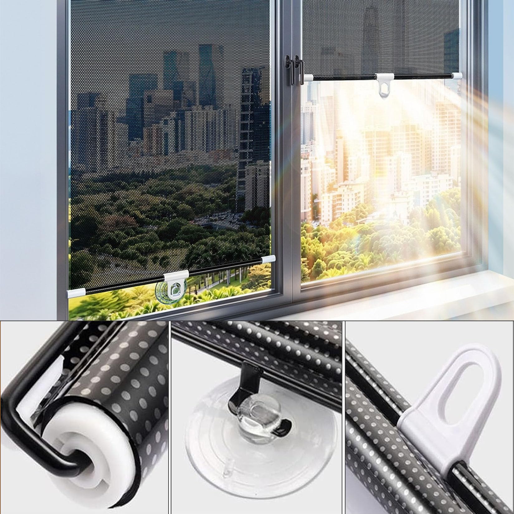 78X200cm Tenda oscurante protezione solare UV con Ventosa Tenda avvolgibile | Senza Forare Persiane Temporanea Isolamento Termico,Tende Per La Privacy,per Cucina Casa Ufficio Personalizzabili