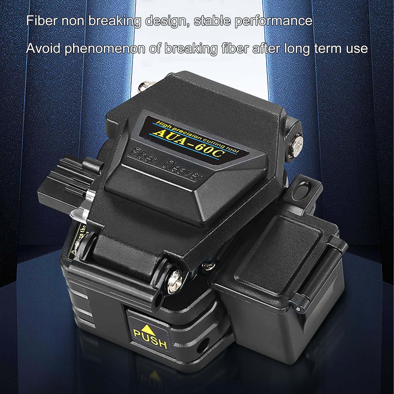Kit d'outils de Couperet de Fibre Optique avec Boîte à Déchets, Lame Coupe en Acier Tungstène à Retour Automatique pour Câble 125 μm, Dispositif Coupe Précision d'épissure Chaud et Froid