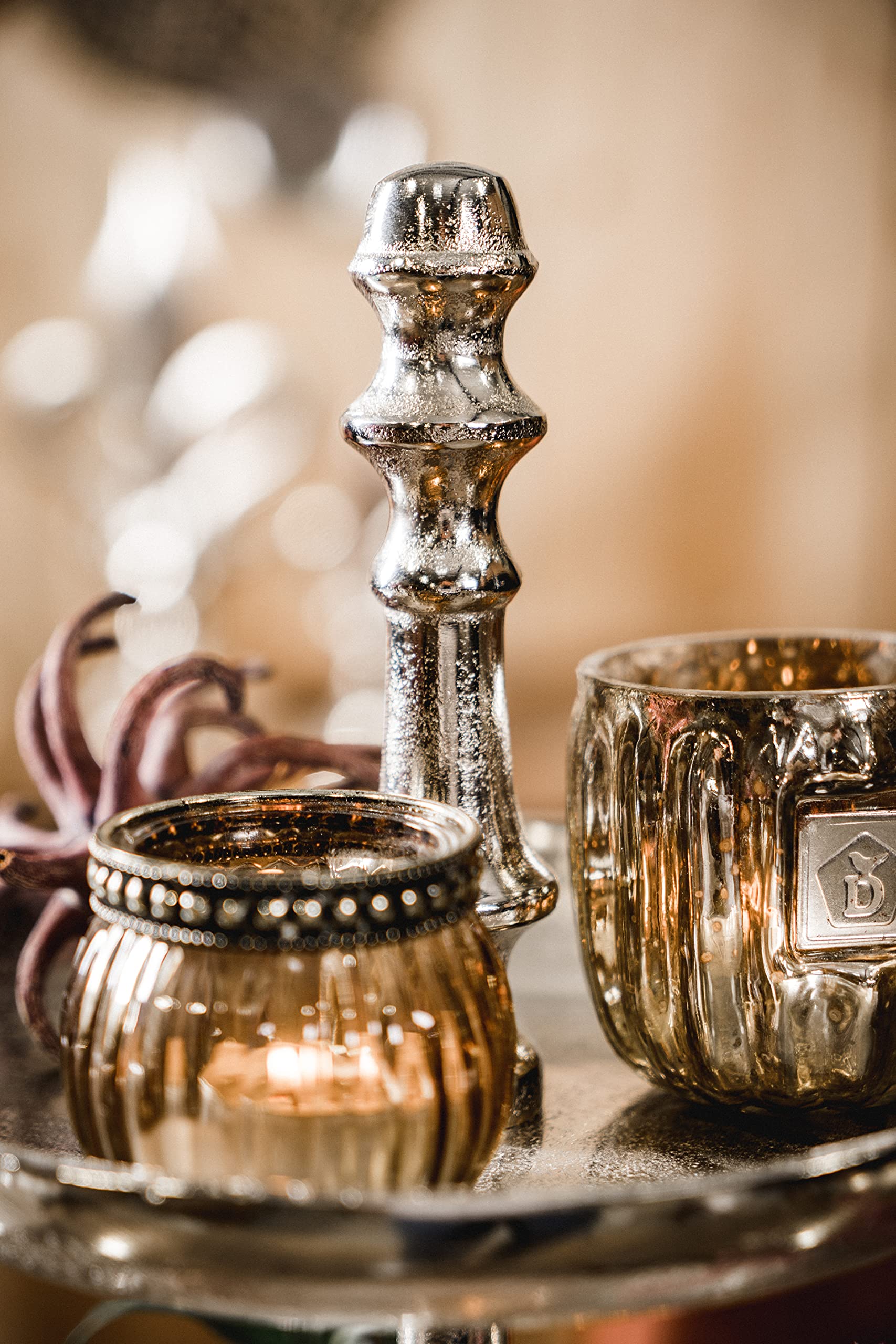 Etagere 2-Stöckig, Dekoteller Dekoschale Schale - Servierplatte Groß aus Metall Aluminium - Silber Deko Dekoration - Tischdeko Hochzeit - Weihnachtsdeko für Wohnzimmer, Esszimmer oder Küche - 46 cm