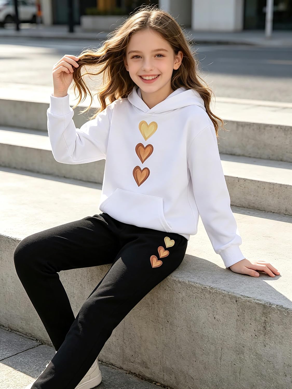 KIDLAGA Girls Clothes 2 Piece Outfits Long Sleeve Hoodie Sweatshirt and Flare Pants Fall Winter Clothing Sets 7-14 Years