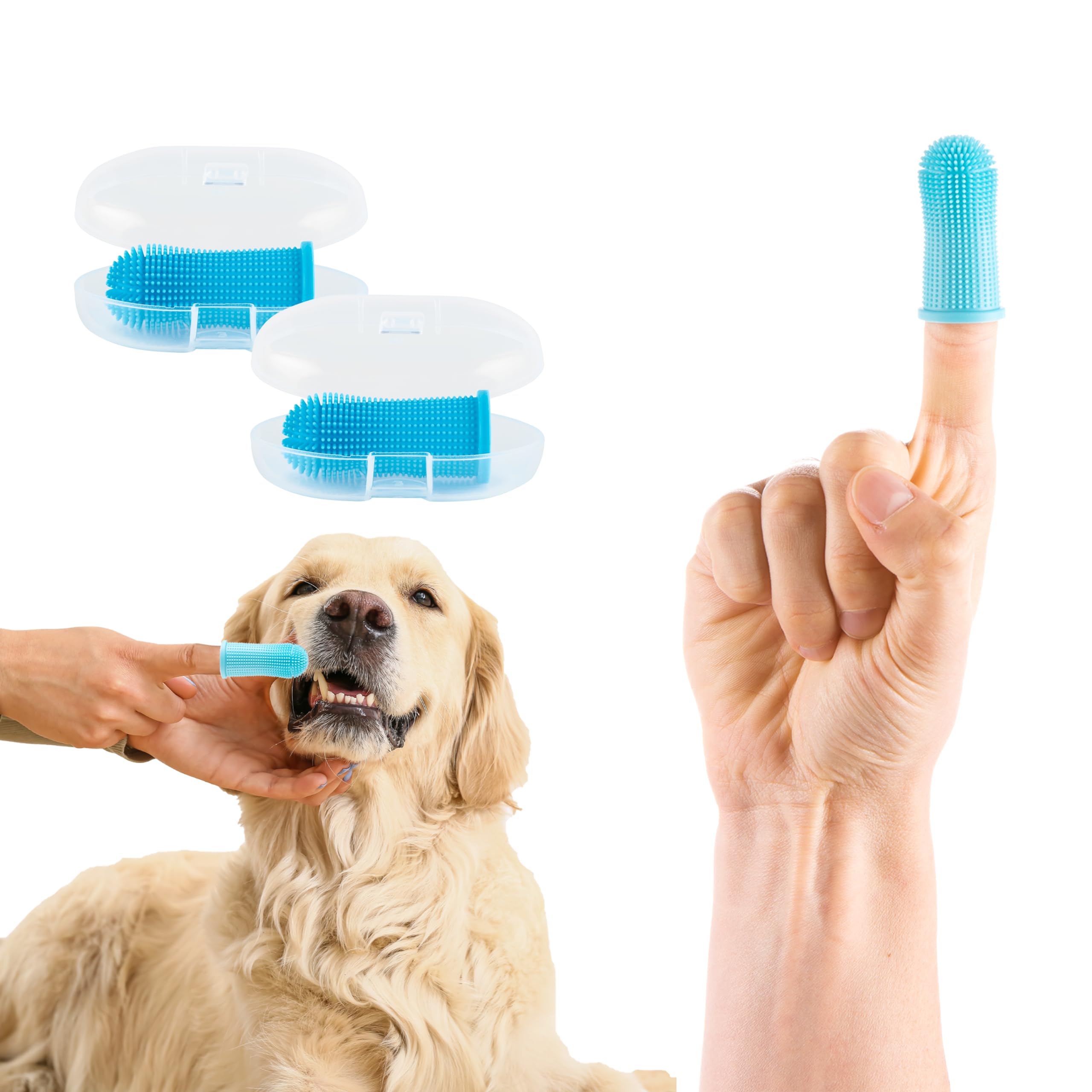 Animal House - Juego de 2 cepillos de dientes de silicona para perros - Cuidado dental avanzado para tu fiel amigo - Ideal para perros pequeños - Dedal para una limpieza eficaz de los dientes