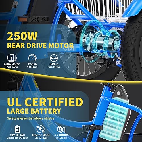 Miniatura 6 de NAIZEA Bicicleta eléctrica para niños, triciclo de 16 pulgadas para niños y niñas de 6 a 12 años, bicicleta eléctrica para niños de 250 W, bicicleta