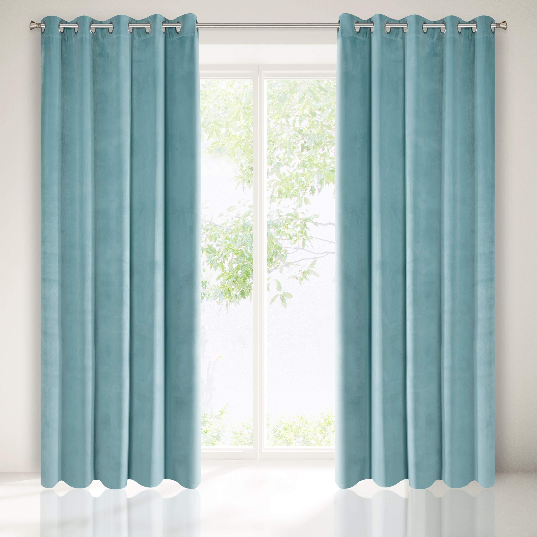 Eurofirany Ria Cortina Opaca Terciopelo con Ojales - 1 Unidad, Panel, Suave, Clásico, Elegante, Salón, Dormitorio, Gruesa 290 g/m², 140x250 cm, Azul Marino