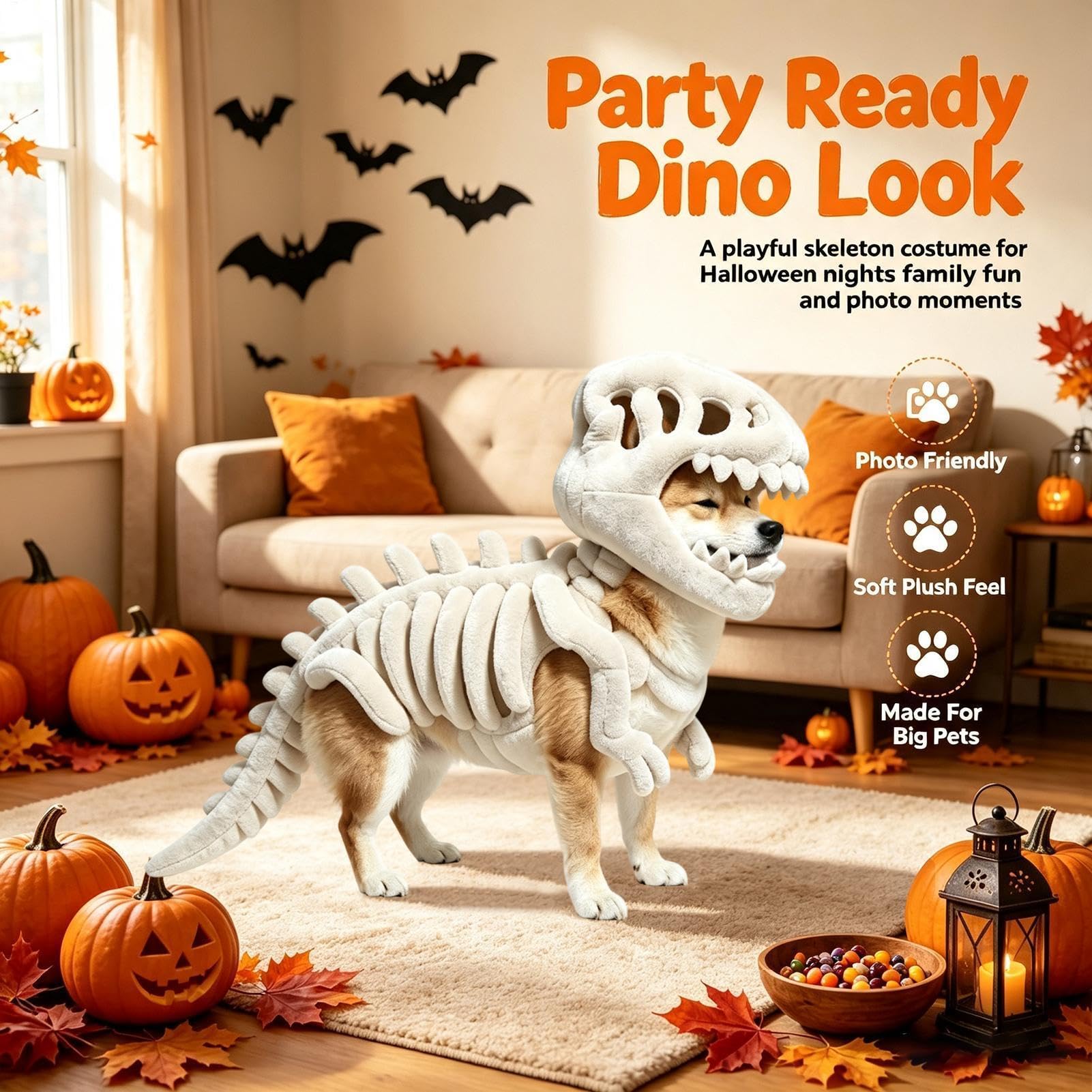 Costume da scheletro per cani con osso di dinosauro | Costume da dinosauro per cani, Halloween, per feste a tema, fotografie, eventi, carnevale, riunioni di amici, casa