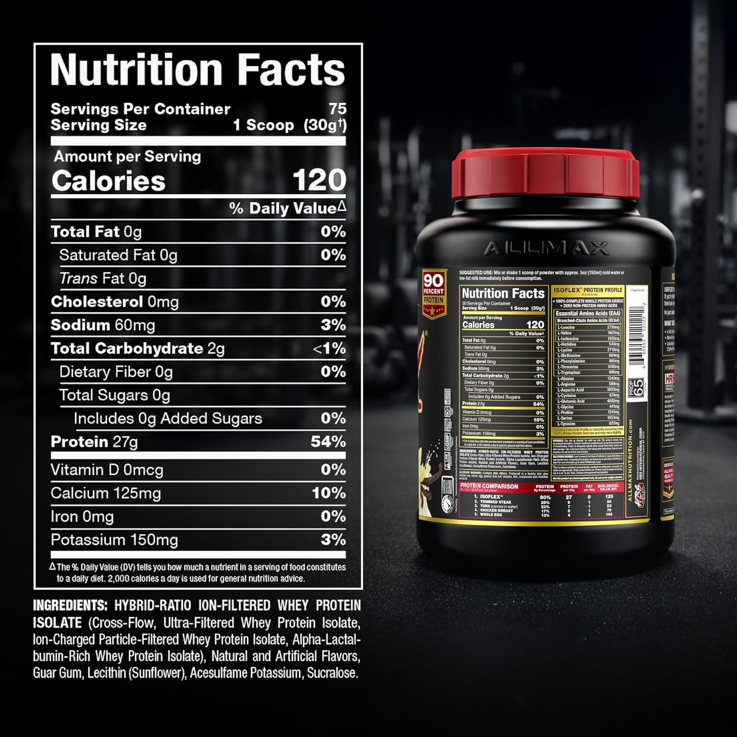 ALLMAX ISOFLEX Pure Whey Isolate Protein Powder - Gluten Free, Low Lactose, Sugar-Free - High-Protein, Clean, Keto-Friendly for Pre Post Workout Supplement for Women and Men | Vanilla, 2lb - Image 8