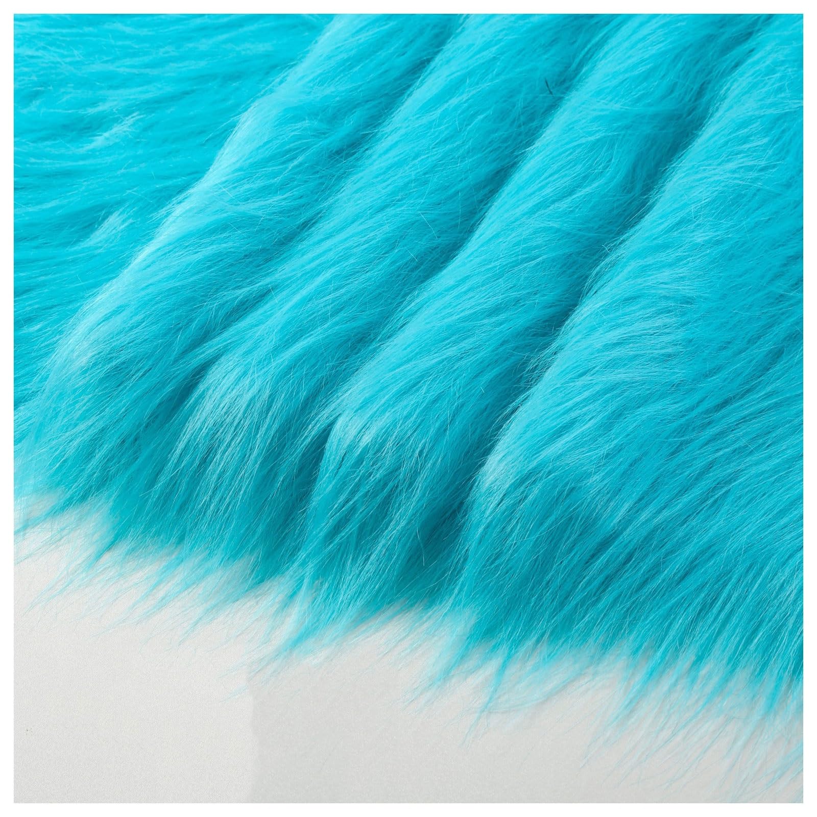 12cm Long Pile Faux Fur Fabric Squares Shaggy Plush Fluffy Fuzzy Plush Faux Imitation Fur Material, for DIY Christmas Halloween Cosplay, Fancy Dresses, Gnomes Beards and Hair, 50x50cm (Color : Blue 3