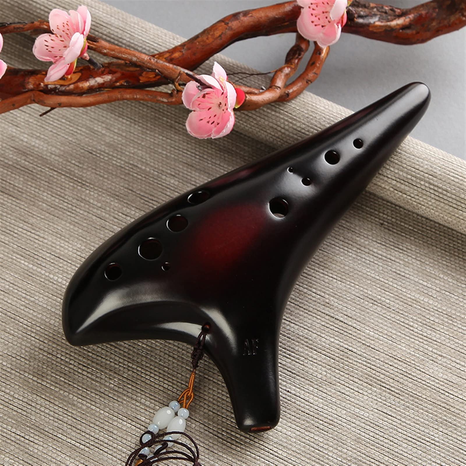 Anfänger Ocarina 12-Loch-Alt-F-Taste, Professionelle Leistung, Okarina Aus Geräucherter Keramik, Anfänger-Blasinstrument Für Erwachsene Ocarina Musikinstrument