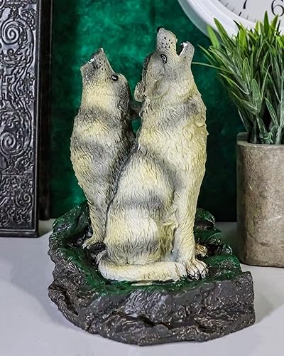 Miniatura 9 de Ebros Howling - Figura de quemador de incienso de lobos grises gemelos de 5.5 pulgadas de alto como decoración de fragancia para el hogar, accesorio