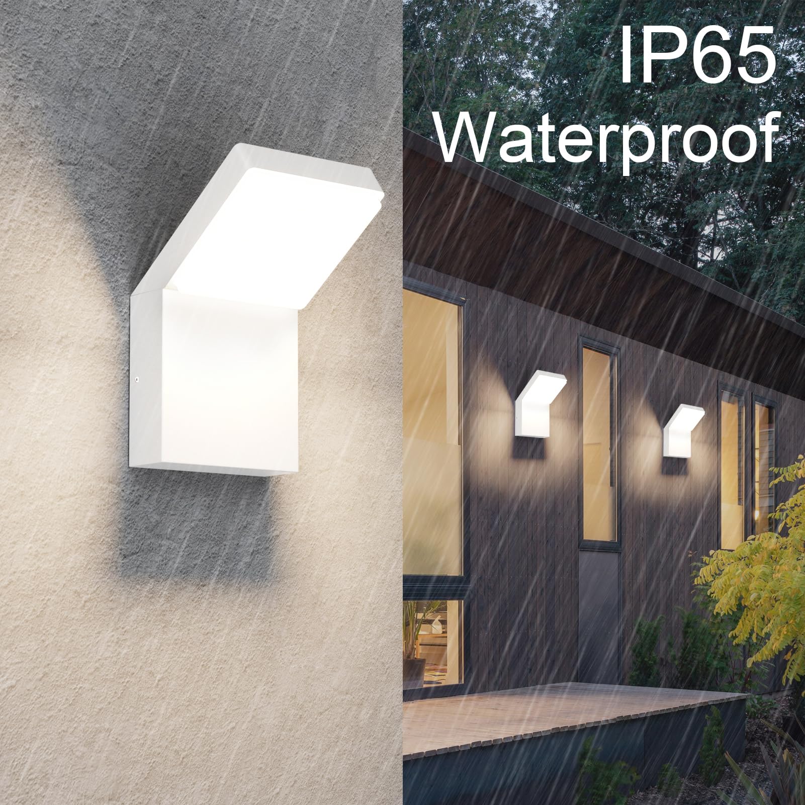 Klighten Applique da Parete LED Esterno Interno 24W IP65, Lampada da Parete Moderno Luci da Parete in Alluminio per Ingresso Terrazza Giardini, Bianco, 1500 Lumen, Bianco Naturale 4000K