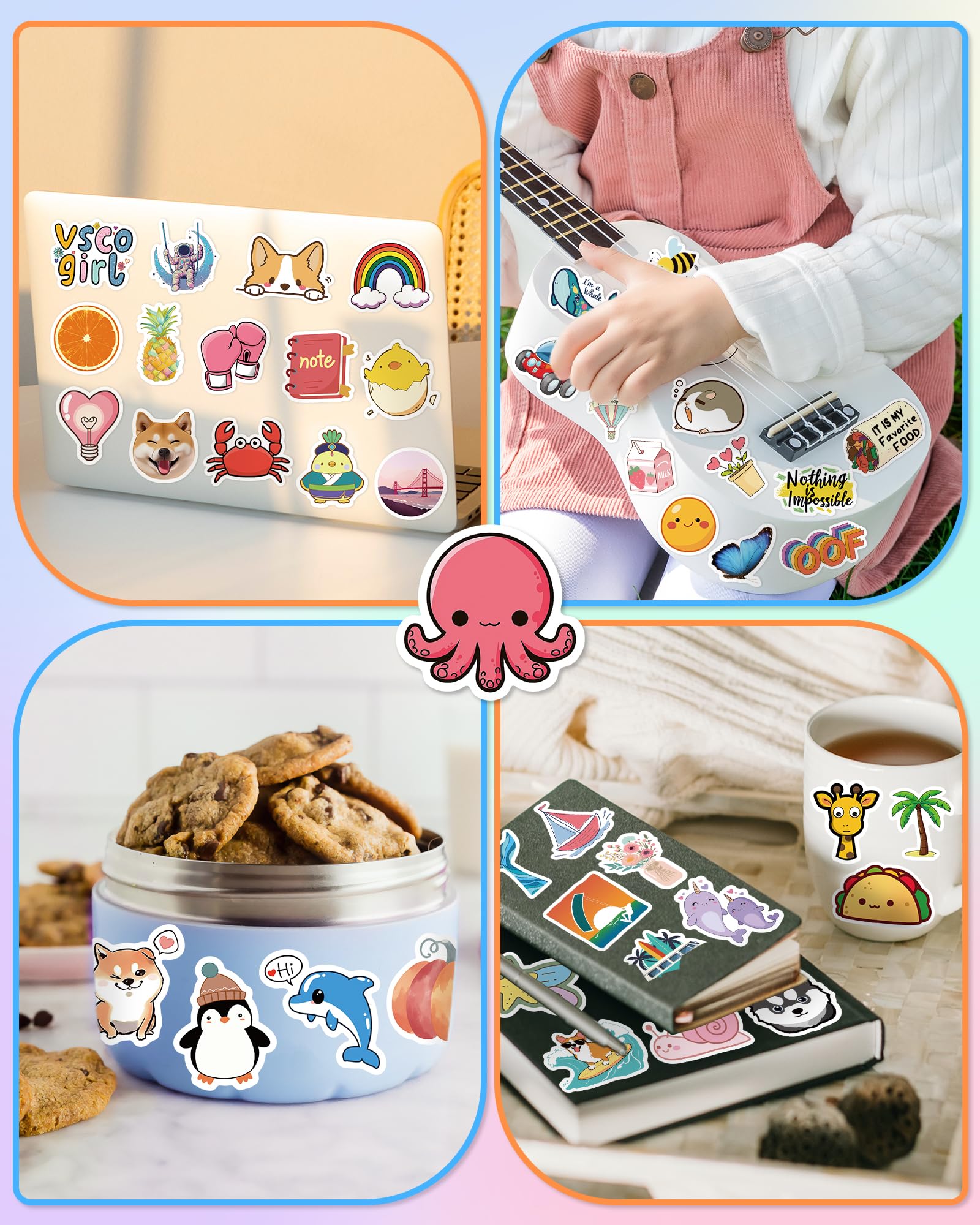 Aufkleber für Wasserflaschen, 400 Stück/Packung, niedliches Vinyl, wasserdicht, Vsco Laptop-Aufkleber für Schule, Studenten, Geschenke, Klassenzimmer, Lehrer, Preise, Aufkleber für Kinder