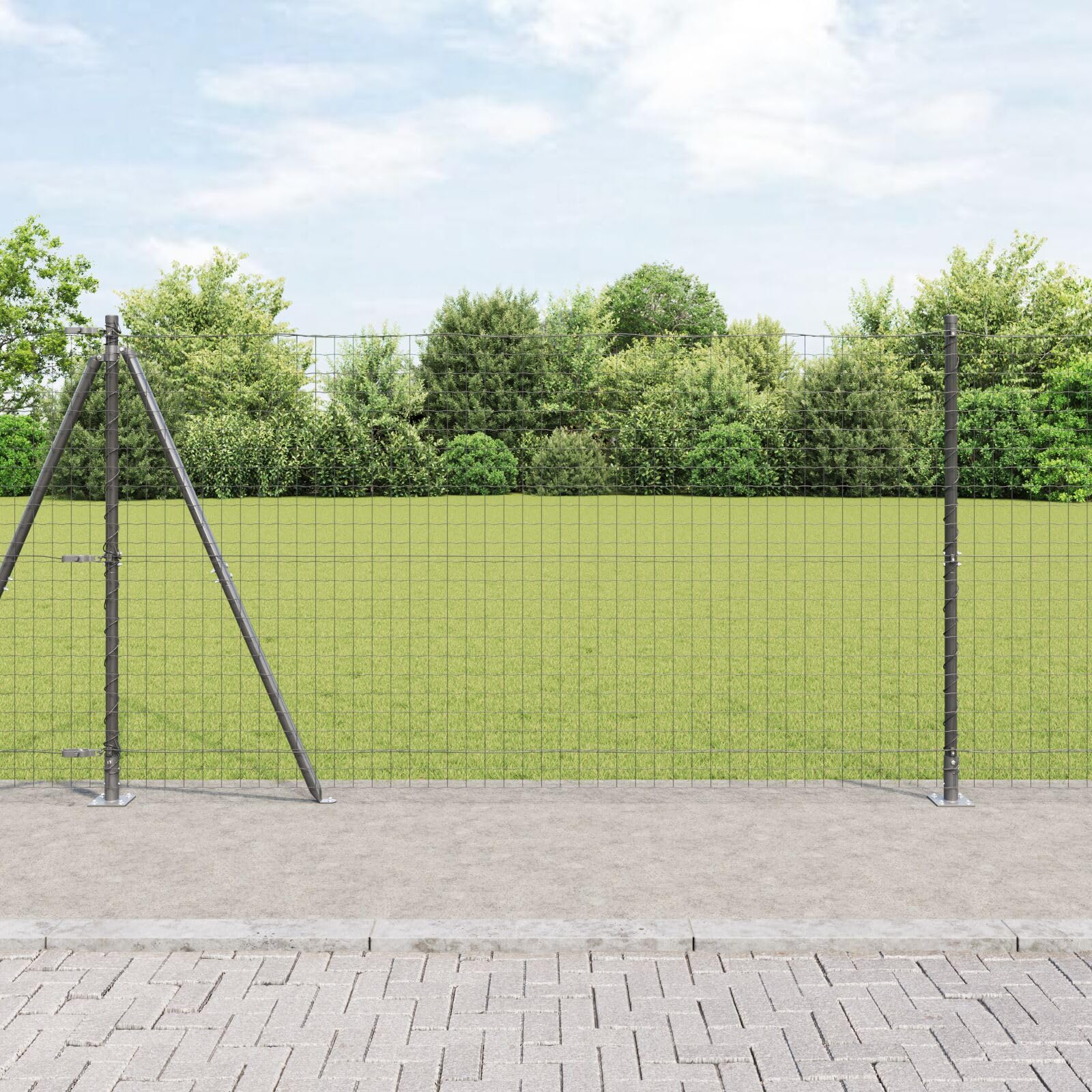 Juego de 52 postes para valla de hormigón gris, 3,2 x 3,2 x 68,5 cm, ideales para vallas al aire libre, resistentes a la intemperie y de larga duración, perfectos para jardín y límites de propiedad