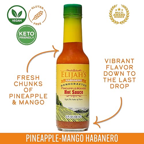 Miniatura 2 de Elijah's Xtreme Salsa picante habanero de piña-mango, salsa picante gourmet hecha con fruta fresca para un sabor vibrante y pimientos habaneros