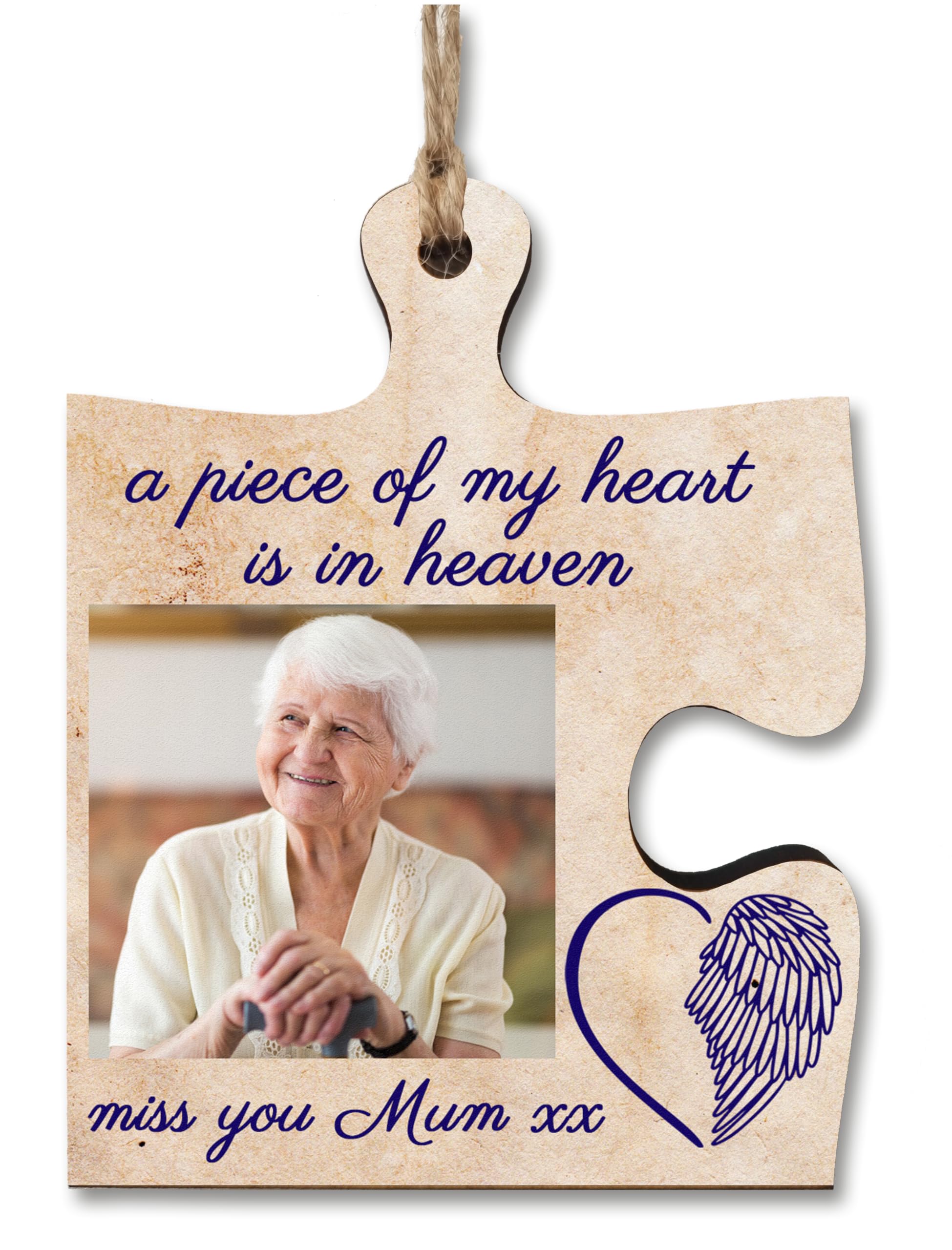 The Plum Penguin Multicolor Personalised Hanging Jigsaw Puzzle Piece Piece Of My Heart With You Remembrance Sign Photo Ornament