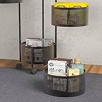 Vista 7 de JAQ Cesta giratoria de frutas, 5 niveles de metal resistente, estante de almacenamiento de cocina, carritos sin montaje en ruedas rodantes