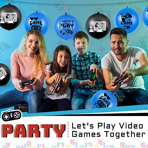 Miniatura 5 de 32 globos de punzonado de videojuegos, bolas de látex pixeladas, juguetes para suministros de regalos de fiesta de cumpleaños, relleno de bolsas de