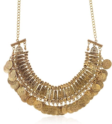 LUREME Vintage Engraved Coin Bib Statement Necklace Clavicle Necklace (01003295)