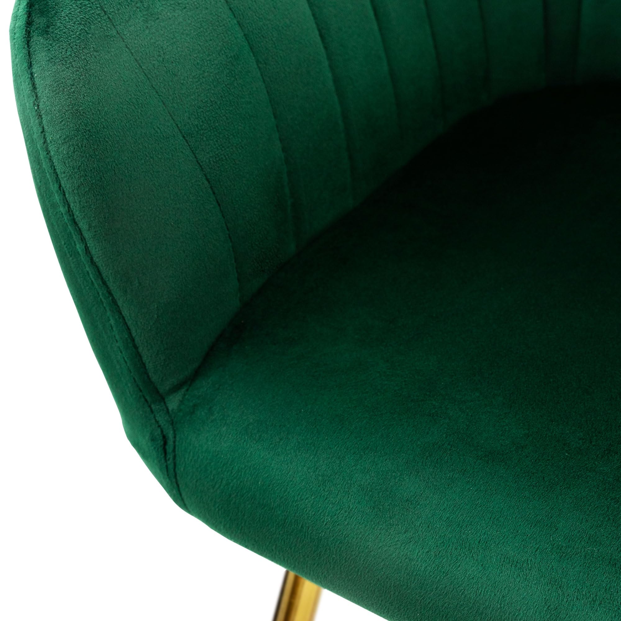 ML-Design Juego de 2X Sillas de Comedor Verdes Asiento Ergonómico Acolchado Tapizado de Terciopelo, Patas de Metal Dorado Sillón de Diseño Moderno para Mesa de Salón Escritorio Dormitorio o Cocina