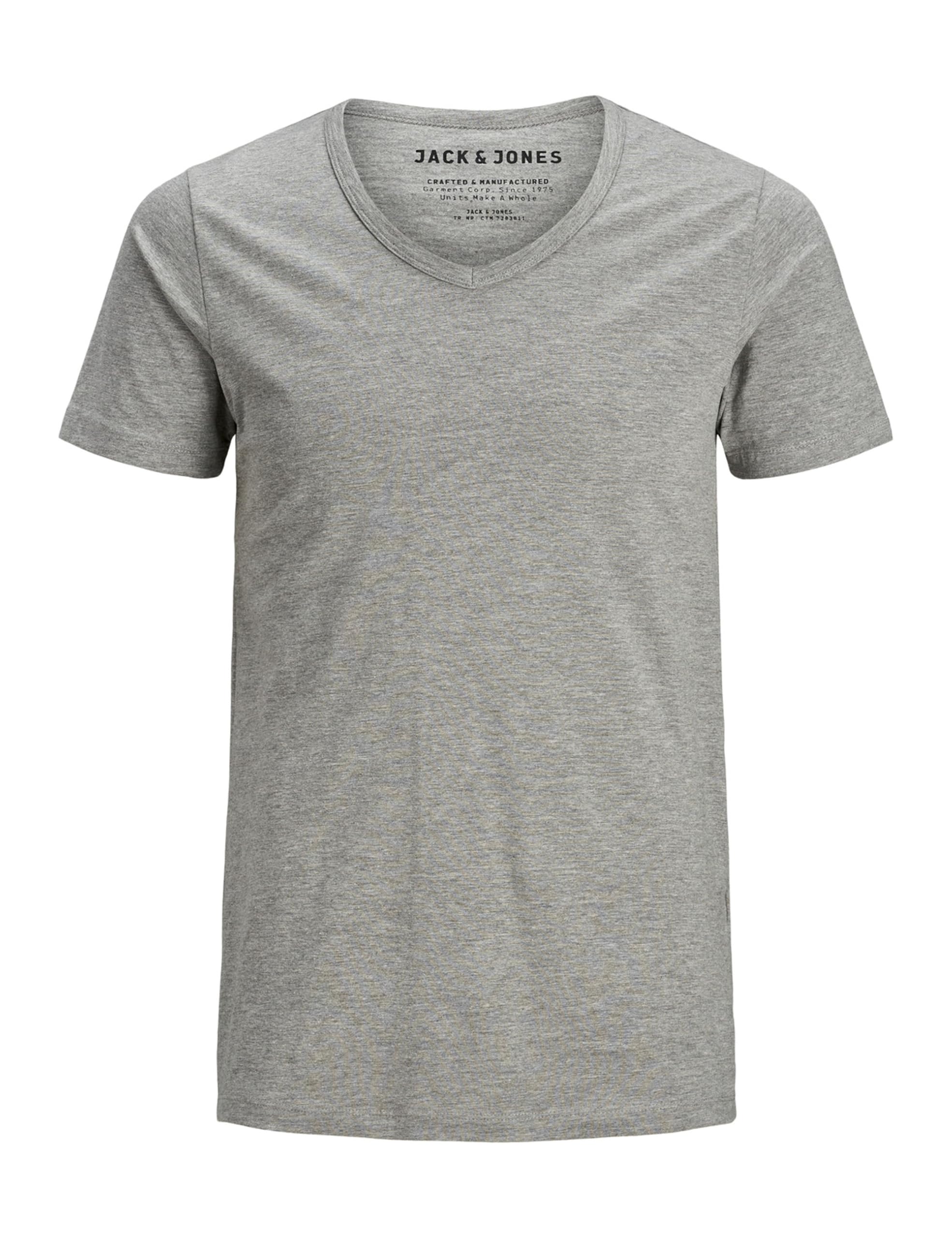 Jack and Jones Basic V-Neck Short Sleeve Men's T-Shirt Light Grey Melange Large