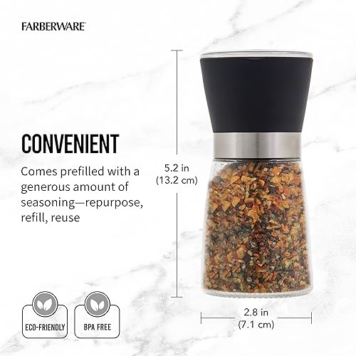Miniatura 2 de Farberware Molinillo de condimentos de ajo y hierbas relleno de especias, 2.8 x 2.8 x 5.2 pulgadas, negro