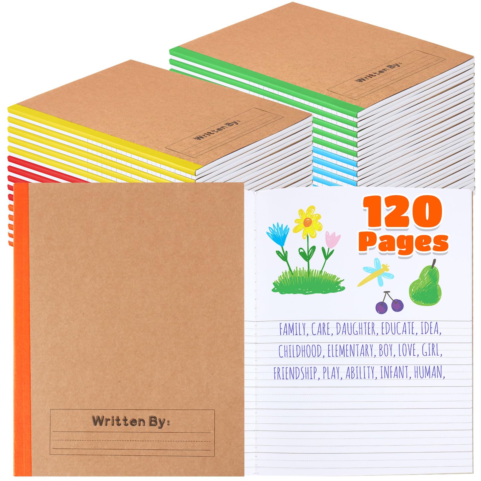 Henoyso 20 Pcs 120 Pages Primary Composition Notebooks K-2, Primary Journal Grades K-2, Writing Journal Practice Notebook for Kids in Preschool,
