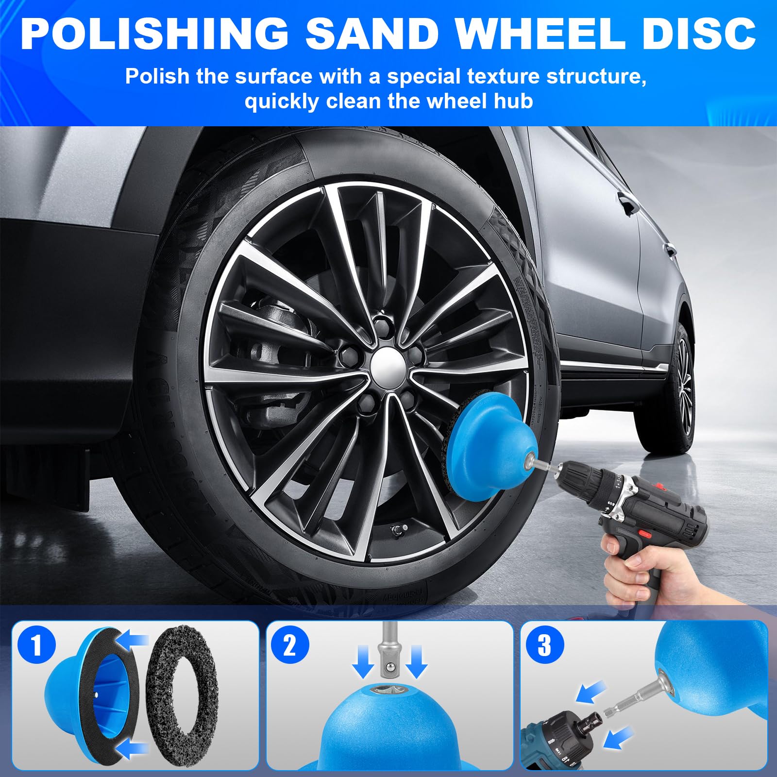 Smerigliatrice per mozzo ruota 150 mm con azionamento da 1/2" – Smerigliatrice per cambi e rimozione della ruggine – Diametro interno 90 mm – Smerigliatrice a testa sferica per auto, gancio di