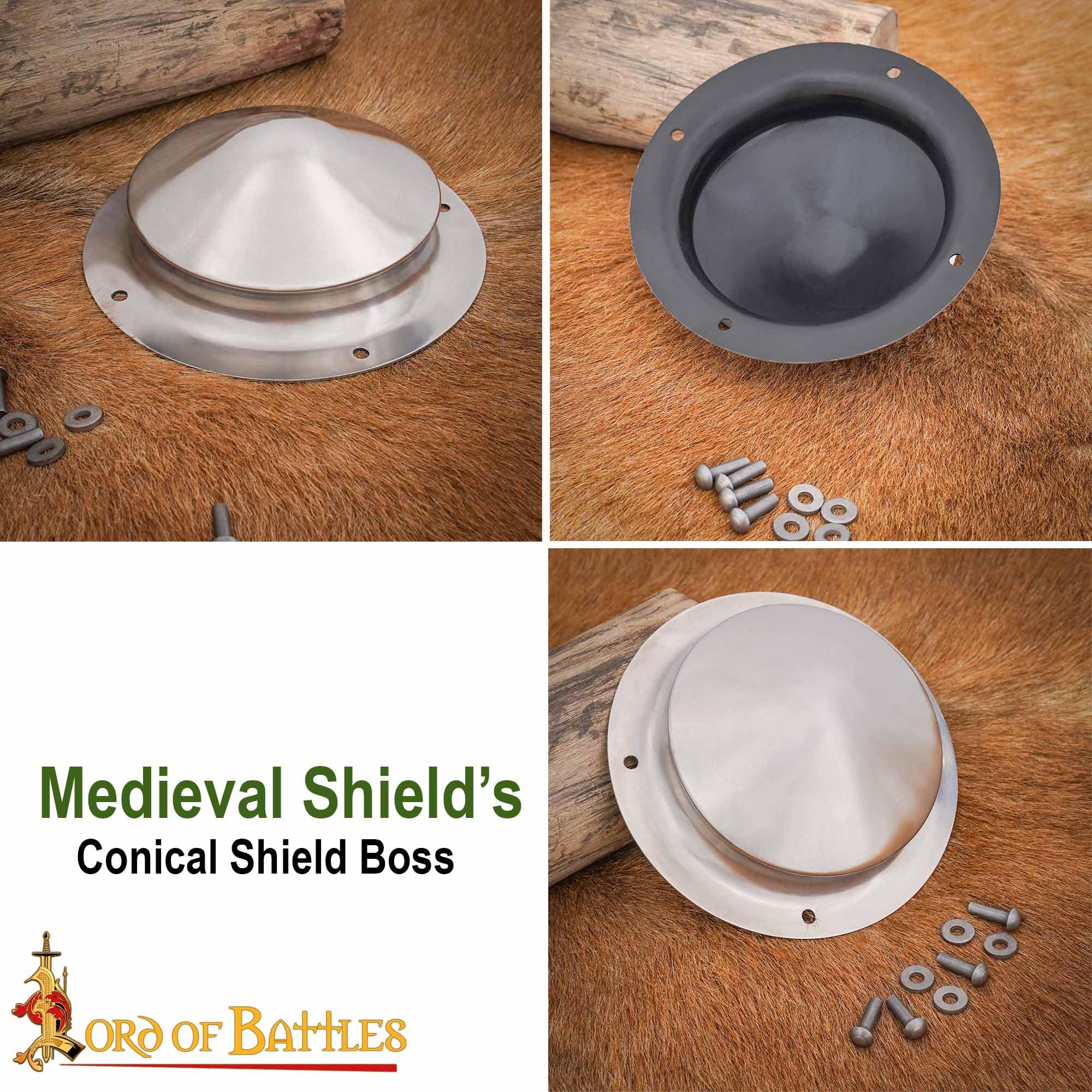 Lord of Battles Hand Forged Shield Boss, Natural, 6.5" - Image 3