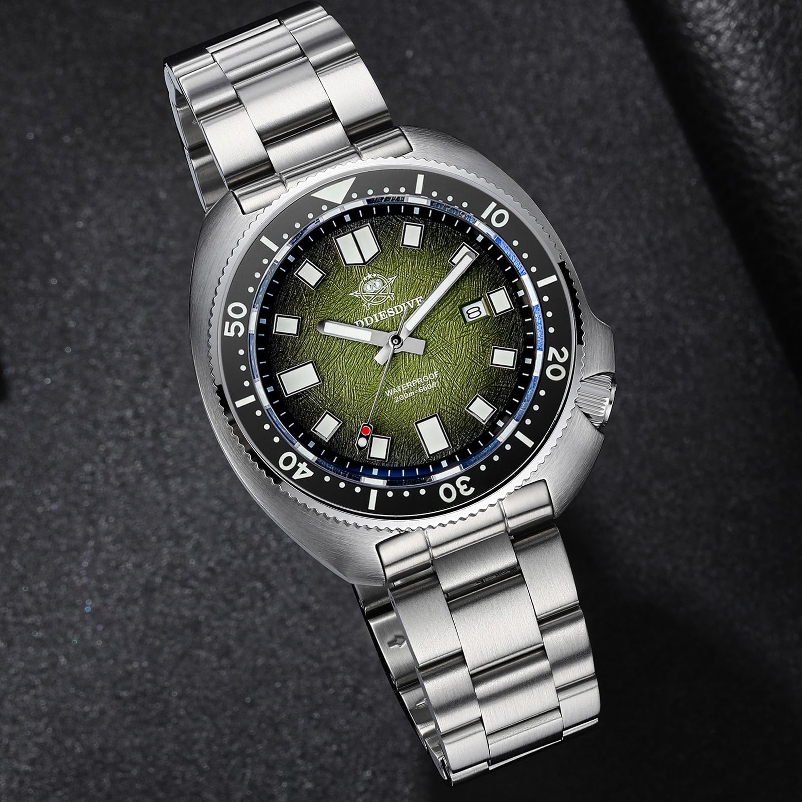 ADDIESDIVE Orologio da sub al quarzo con zaffiro sintetico, impermeabile fino a 200 m, lunetta in ceramica luminosa, orologio da uomo con quadrante grande