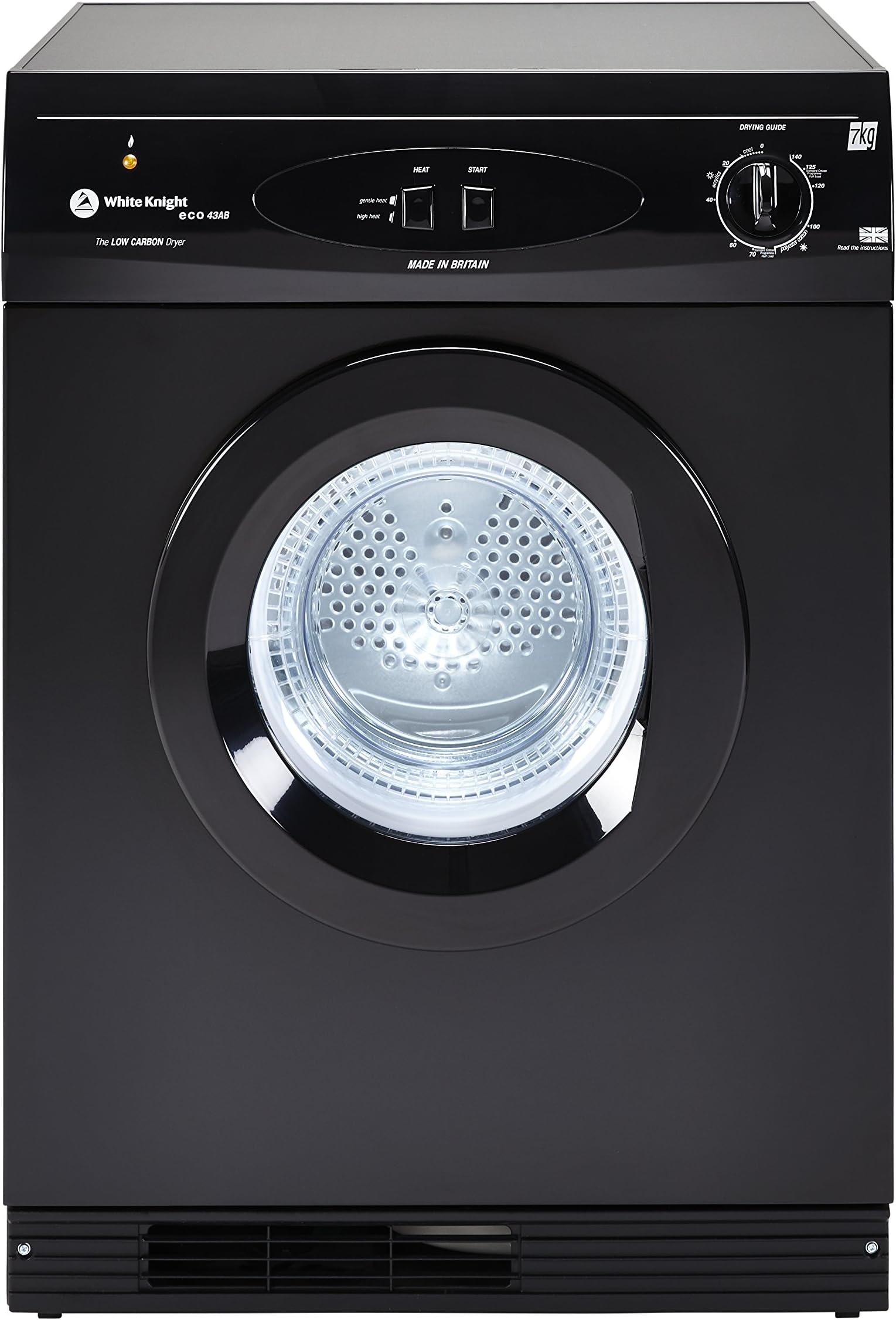 White Knight ECO43AB Black 7Kg Reverse Action Gas Dryer