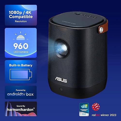 Miniatura 3 de ASUS ZenBeam L2 Proyector LED portátil inteligente - 960 lúmenes LED, 1080P, Chromecast, altavoz Bluetooth de 10 W, batería integrada, reproducción