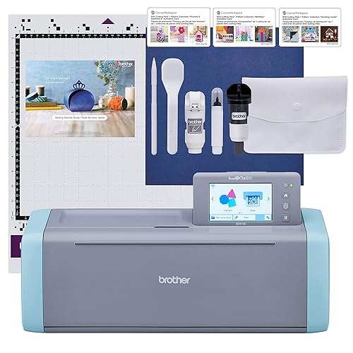 Brother ScanNCut SDX125E Electronic DIY Cutting Machine with Scanner, Make Custom Stickers, Vinyl Wall Art, Greeting Cards and More with 682 Included Patterns,Titanium/Aqua - Titanium/Aqua - Grey/Aqua