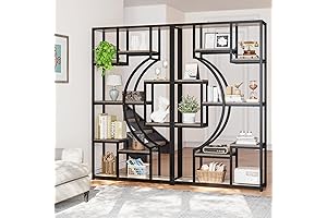 70” Tall Open Bookcase with 18 Shelves for Living Room and Home Office