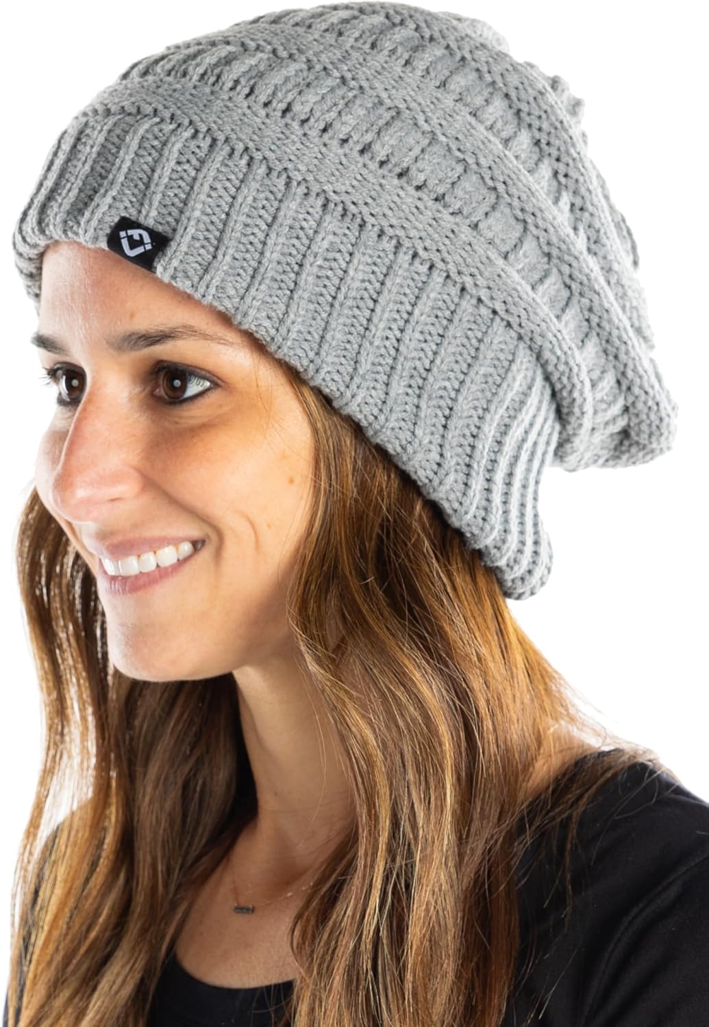 Funky Junque Satin Lined Beanie – Women’s Slouchy Cable Knit Winter Hat, Silky Interior Skull Cap, Oversized Warm Beanies - Image 6