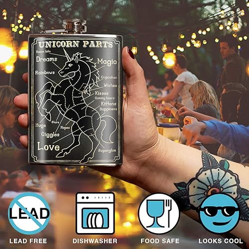 Vista 20 de Trixie & Milo - Regalo de Navidad para hombres y mujeres – Relleno de calcetines de pie grande de 8 onzas de acero inoxidable para licor – Viene